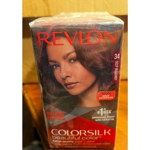 3 Revlon Colorsilk Beautiful Color Permanent Hair Dye w/Keratin 34 DeepBurgundy - Picture 1 of 3